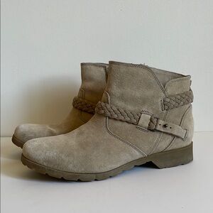 Teva Tan Waterproof Leather Ankle Booties with Braided Strap